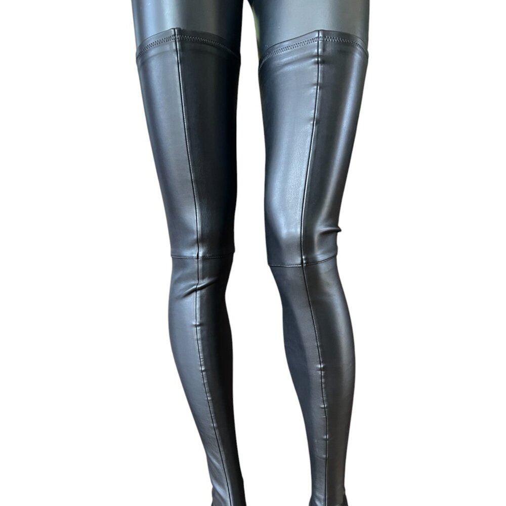MM6 Maison Margiela black long over the knee boots